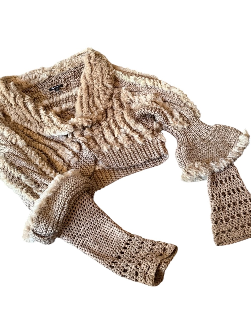 3 Sisters Y2K Authentic Rabbit Fur Ruffle Sweater - Picture 5 of 8